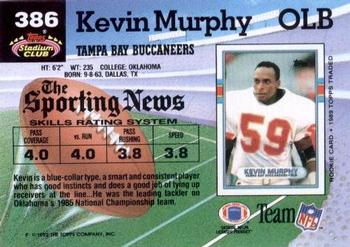 1992 Stadium Club #386 Kevin Murphy Back