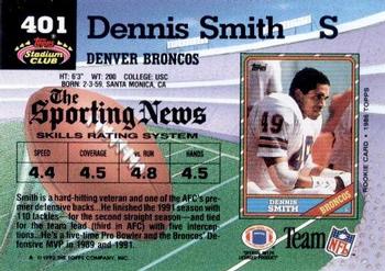 1992 Stadium Club #401 Dennis Smith Back