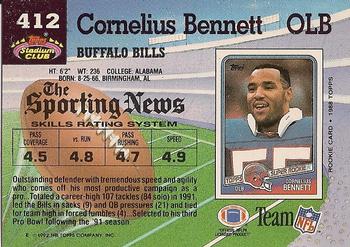 1992 Stadium Club #412 Cornelius Bennett Back