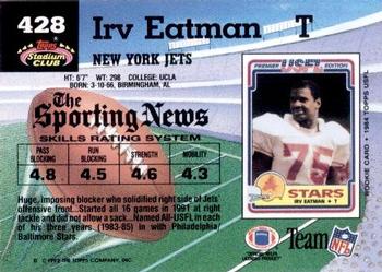 1992 Stadium Club #428 Irv Eatman Back