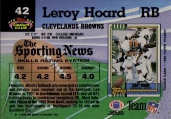 1992 Stadium Club #42 Leroy Hoard Back