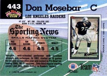 1992 Stadium Club #443 Don Mosebar Back