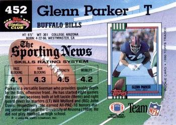 1992 Stadium Club #452 Glenn Parker Back