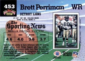 1992 Stadium Club #453 Brett Perriman Back