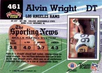 1992 Stadium Club #461 Alvin Wright Back