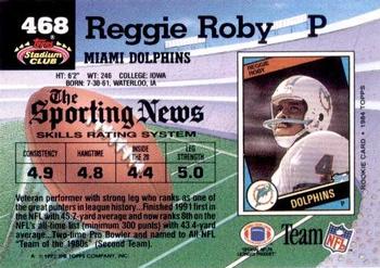 1992 Stadium Club #468 Reggie Roby Back