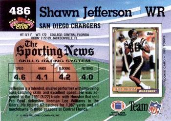 1992 Stadium Club #486 Shawn Jefferson Back