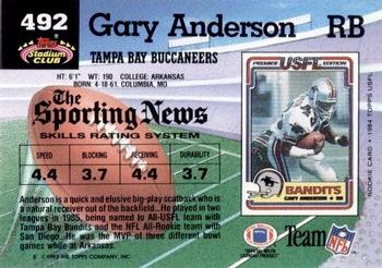 1992 Stadium Club #492 Gary Anderson Back
