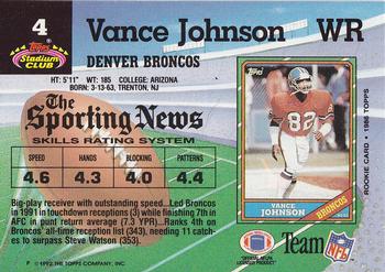 1992 Stadium Club #4 Vance Johnson Back