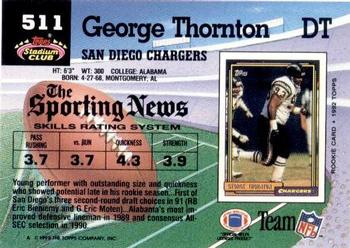 1992 Stadium Club #511 George Thornton Back