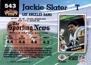 1992 Stadium Club #543 Jackie Slater Back