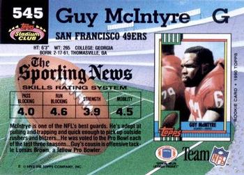 1992 Stadium Club #545 Guy McIntyre Back