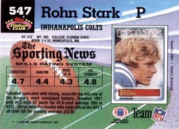 1992 Stadium Club #547 Rohn Stark Back