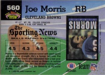 1992 Stadium Club #560 Joe Morris Back
