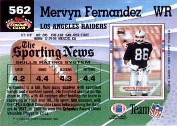 1992 Stadium Club #562 Mervyn Fernandez Back