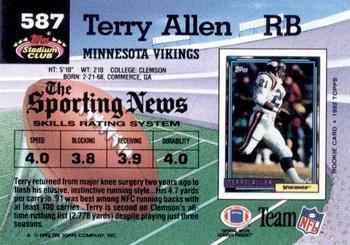 1992 Stadium Club #587 Terry Allen Back