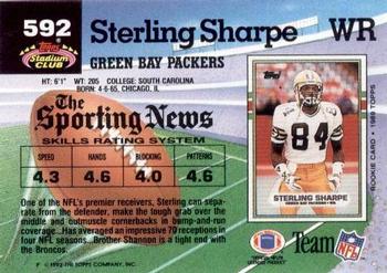 1992 Stadium Club #592 Sterling Sharpe Back