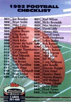 1992 Stadium Club #600 Checklist: 501-600 Front