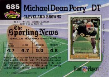 1992 Stadium Club #685 Michael Dean Perry Back