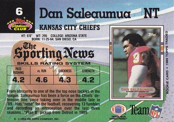 1992 Stadium Club #6 Dan Saleaumua Back