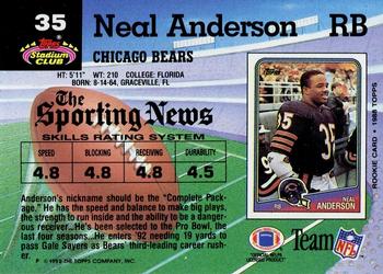 1992 Stadium Club #35 Neal Anderson Back