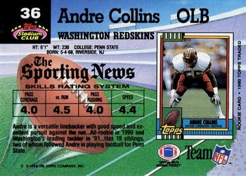1992 Stadium Club #36 Andre Collins Back