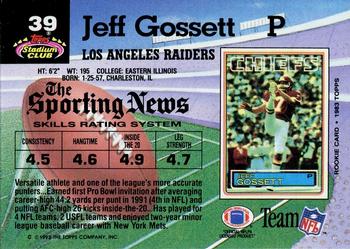 1992 Stadium Club #39 Jeff Gossett Back