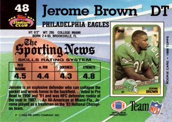 1992 Stadium Club #48 Jerome Brown Back