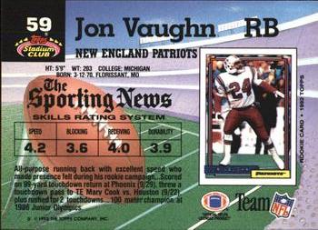 1992 Stadium Club #59 Jon Vaughn Back