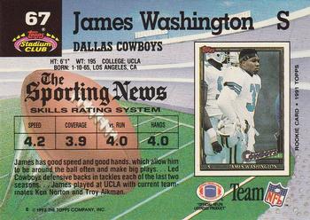 1992 Stadium Club #67 James Washington Back