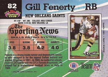 1992 Stadium Club #82 Gill Fenerty Back