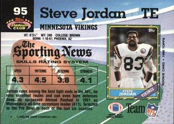 1992 Stadium Club #95 Steve Jordan Back