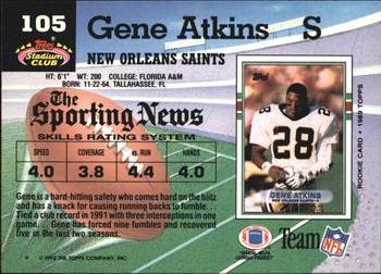 1992 Stadium Club #105 Gene Atkins Back