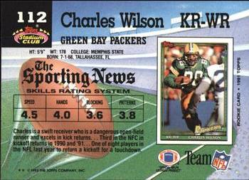 1992 Stadium Club #112 Charles Wilson Back