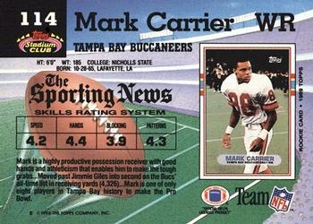 1992 Stadium Club #114 Mark Carrier Back