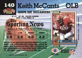 1992 Stadium Club #140 Keith McCants Back