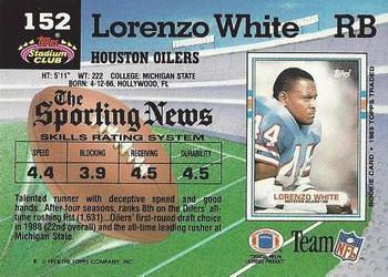 1992 Stadium Club #152 Lorenzo White Back
