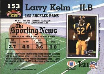 1992 Stadium Club #153 Larry Kelm Back