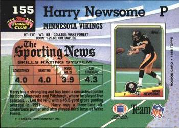 1992 Stadium Club #155 Harry Newsome Back