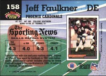 1992 Stadium Club #158 Jeff Faulkner Back