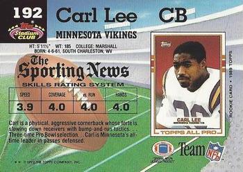 1992 Stadium Club #192 Carl Lee Back