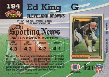 1992 Stadium Club #194 Ed King Back