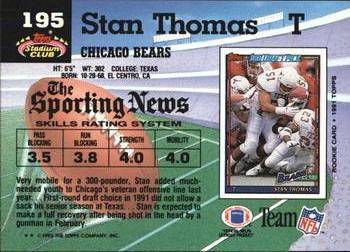 1992 Stadium Club #195 Stan Thomas Back