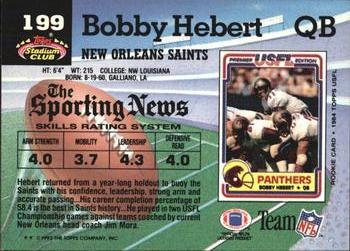 1992 Stadium Club #199 Bobby Hebert Back