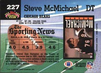 1992 Stadium Club #227 Steve McMichael Back