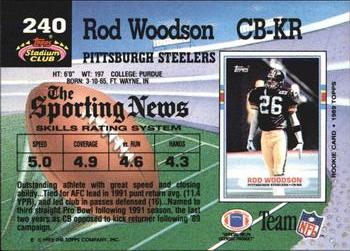 1992 Stadium Club #240 Rod Woodson Back