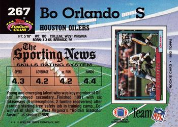 1992 Stadium Club #267 Bo Orlando Back