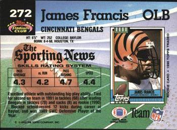 1992 Stadium Club #272 James Francis Back