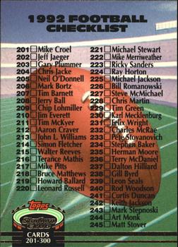 1992 Stadium Club #290 Checklist: 201-300 Front