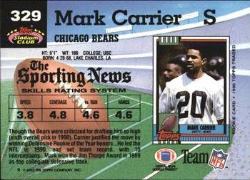 1992 Stadium Club #329 Mark Carrier Back